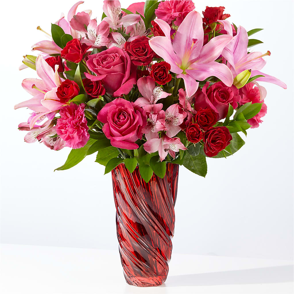 In Love Bouquet with Luxe Swirl Vase – Discountflowershop.com, Tontitown AR