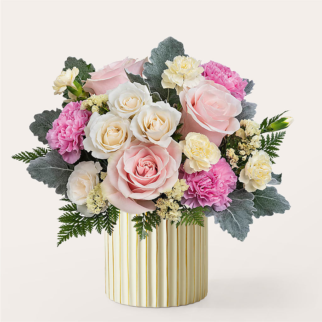 Blissful Moments Bouquet with Ivory Vase – Discountflowershop.com, Tontitown AR