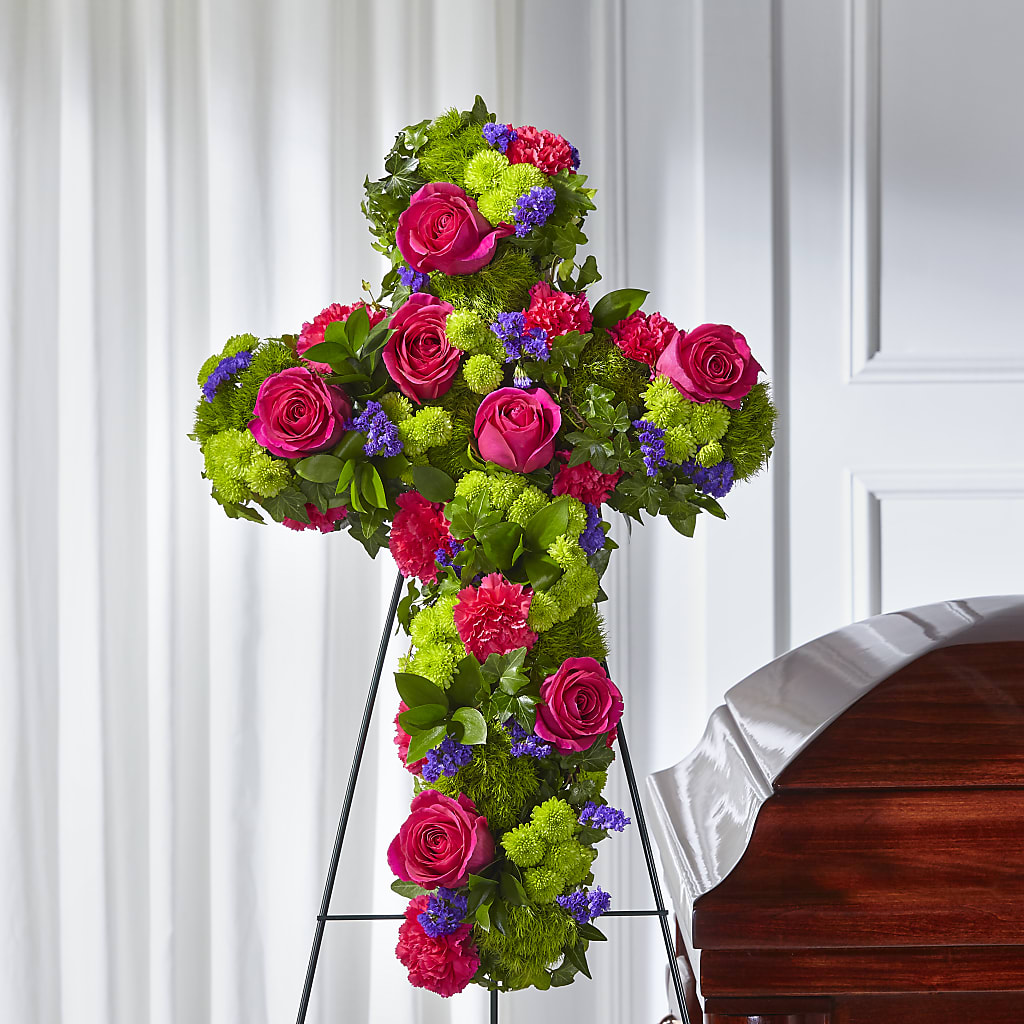 Tribute Rose Floral Cross – Discountflowershop.com, Tontitown AR