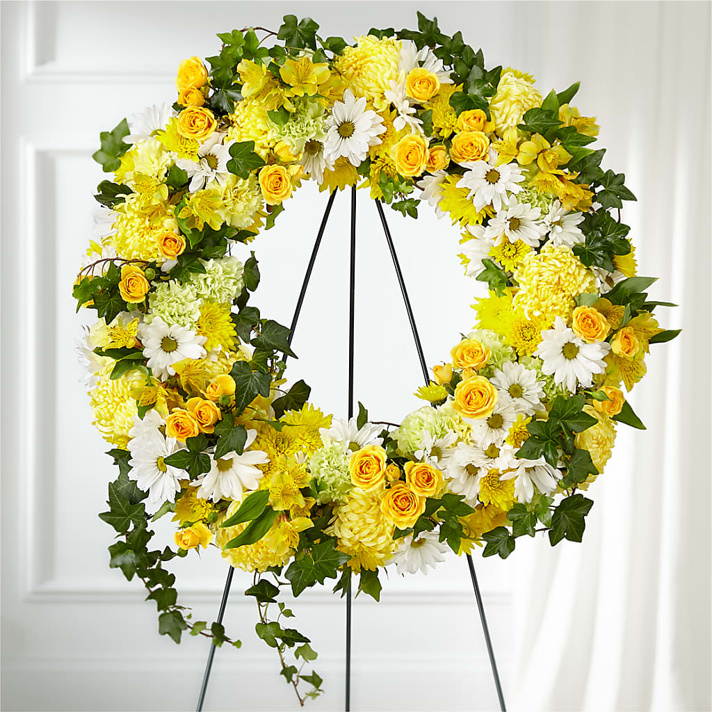 Golden Remembrance Wreath – Discountflowershop.com, Tontitown AR