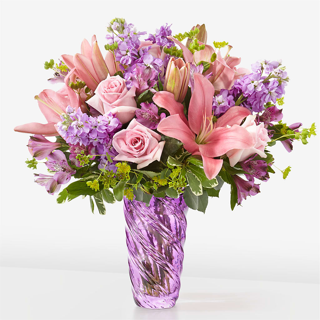 Precious Petals Bouquet with Luxe Swirl Vase – Discountflowershop.com, Tontitown AR
