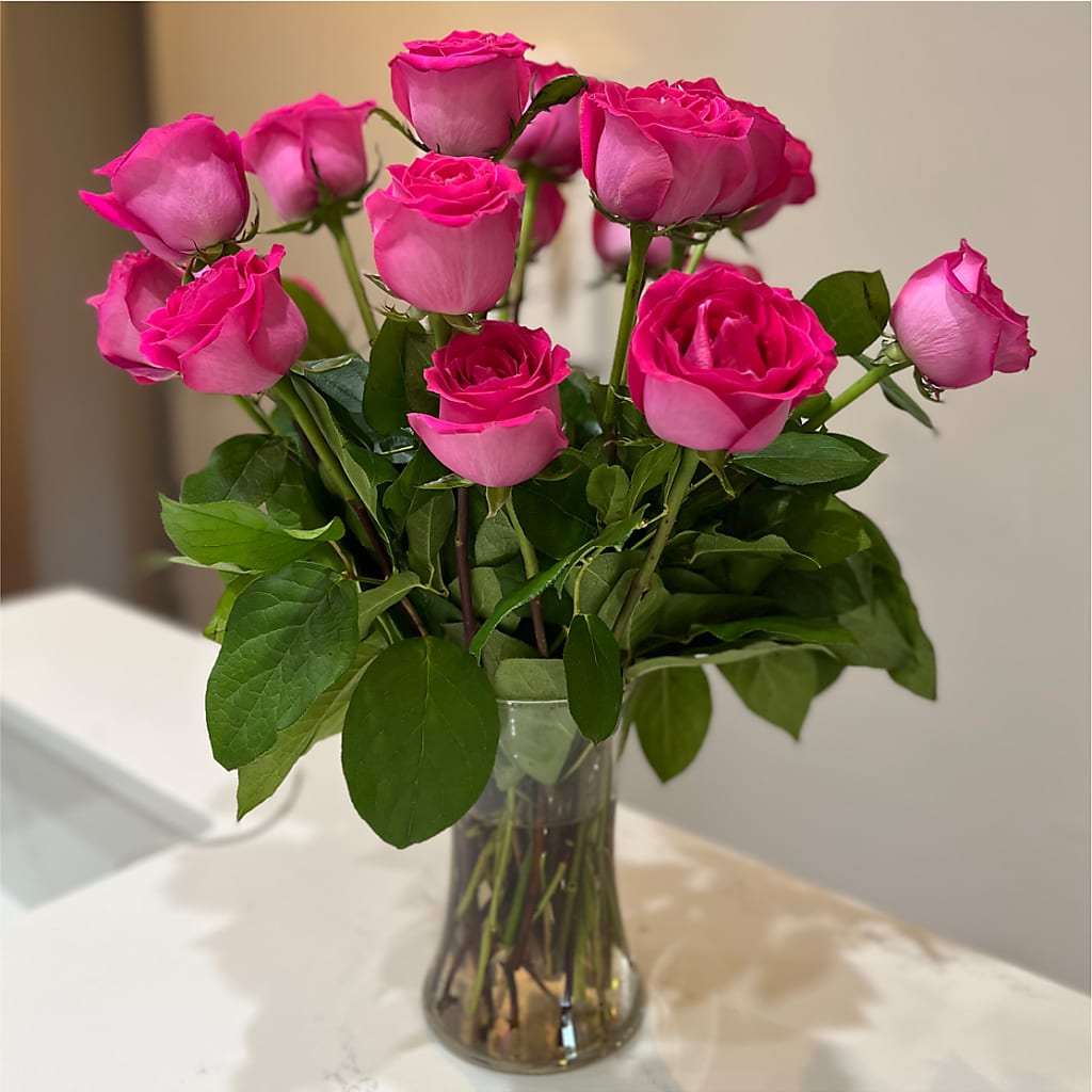 Long Stem Pink Rose Bouquet –  Discountflowershop.com, Tontitown AR