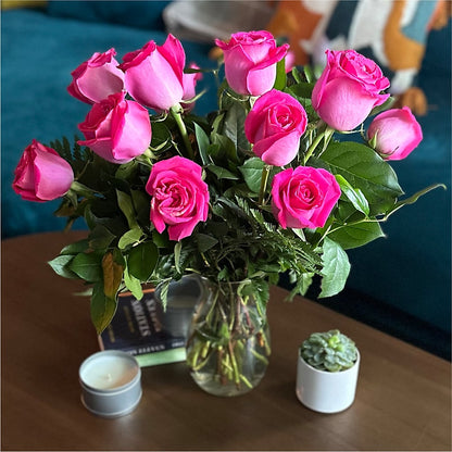 Long Stem Pink Rose Bouquet –  Discountflowershop.com, Tontitown AR