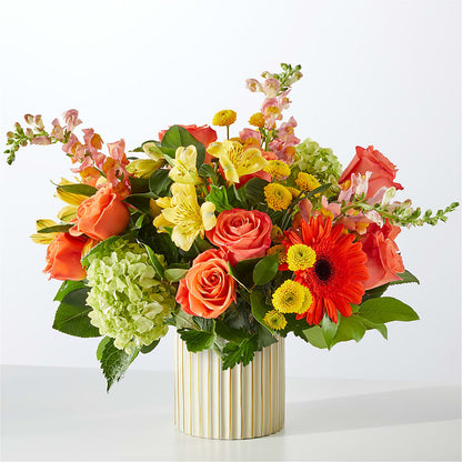 Autumn Sunshine Bouquet with Ivory Vase –  Discountflowershop.com, Tontitown AR