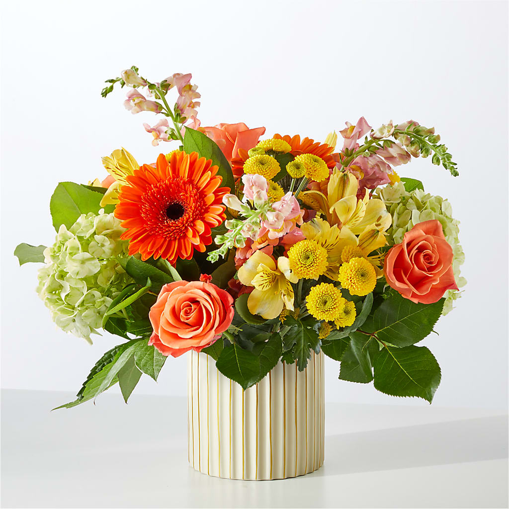 Autumn Sunshine Bouquet with Ivory Vase –  Discountflowershop.com, Tontitown AR