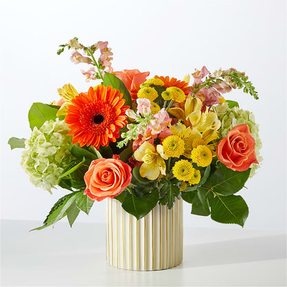 Autumn Sunshine Bouquet with Ivory Vase –  Discountflowershop.com, Tontitown AR