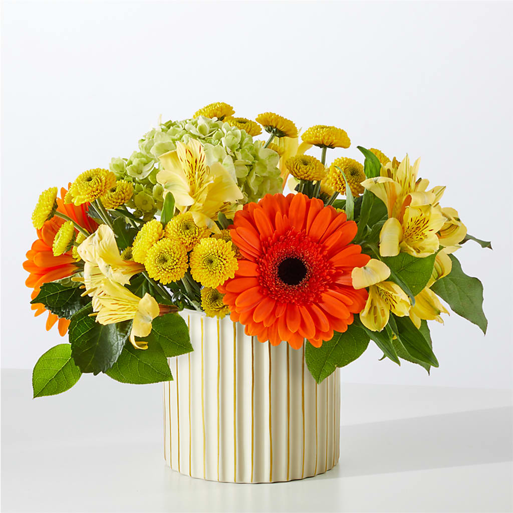 Autumn Sunshine Bouquet with Ivory Vase –  Discountflowershop.com, Tontitown AR